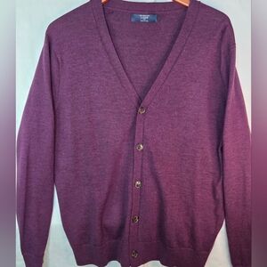 J.Crew Women's Sz M Classic  Italian 100% Merino Wool Cardigan Purple Button Up